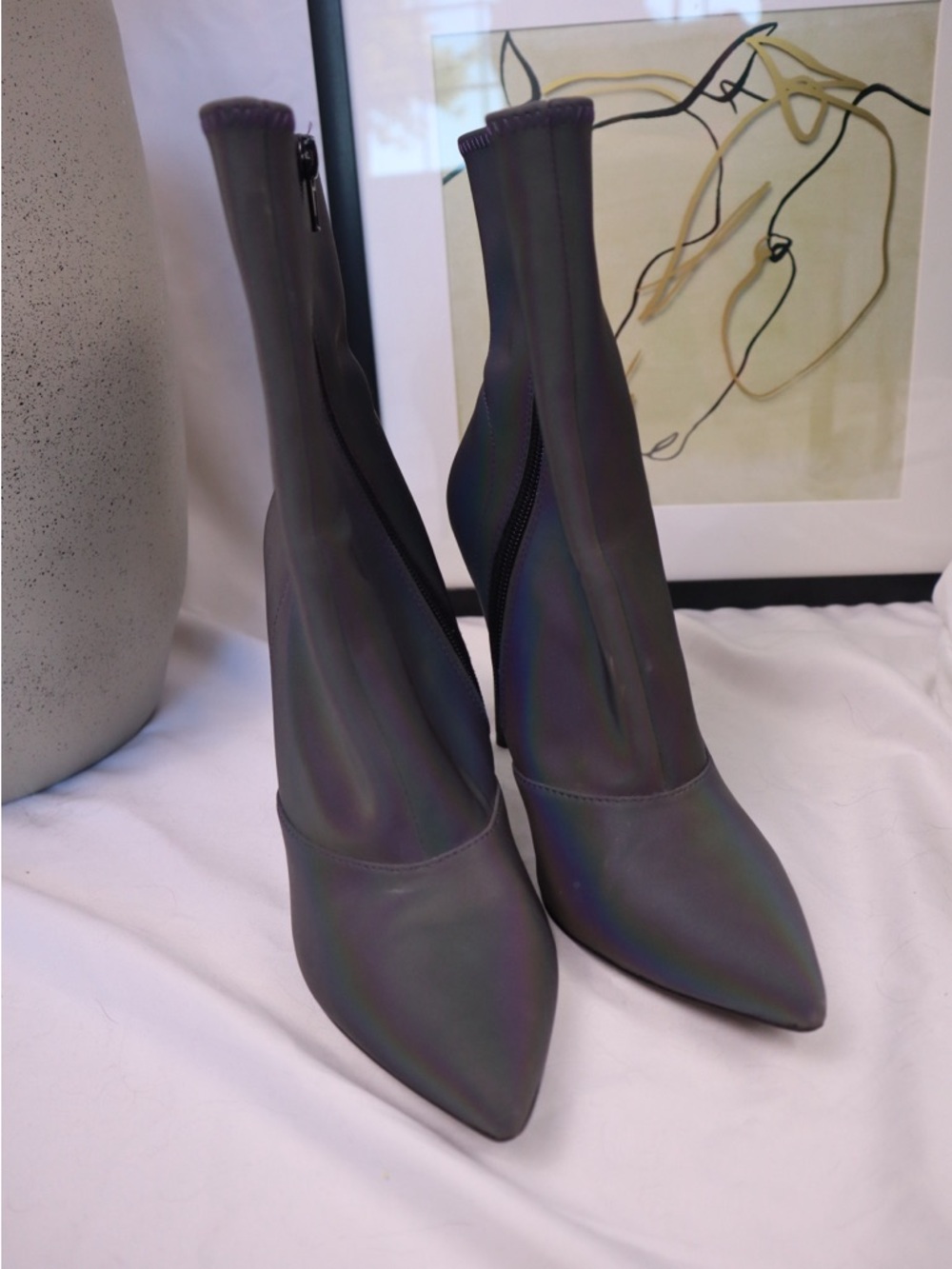 Steve Madden Iridescent Pointed-Toe Stiletto Ankle Boots - Party Glam - Picture 4 of 6